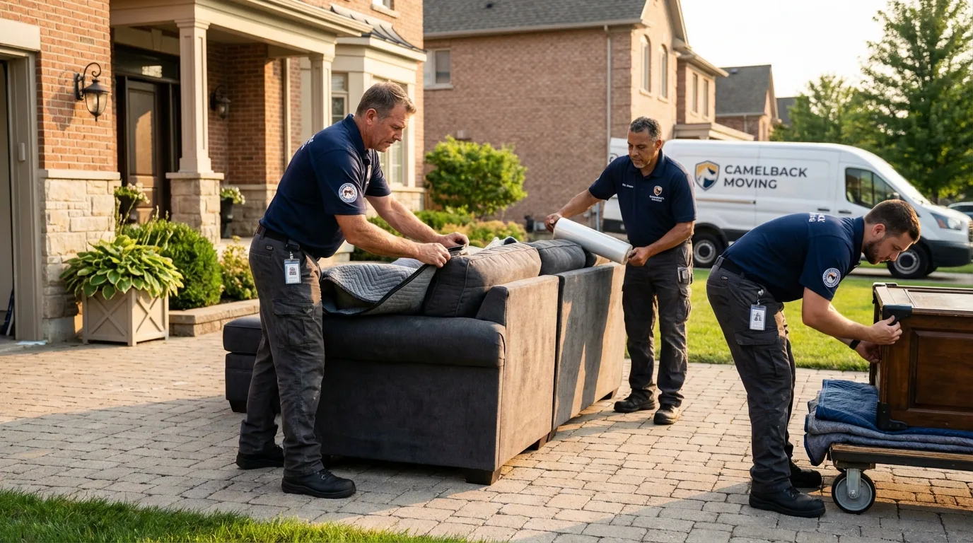 Large estate moving crew wrapping furniture in Cabool, MO
